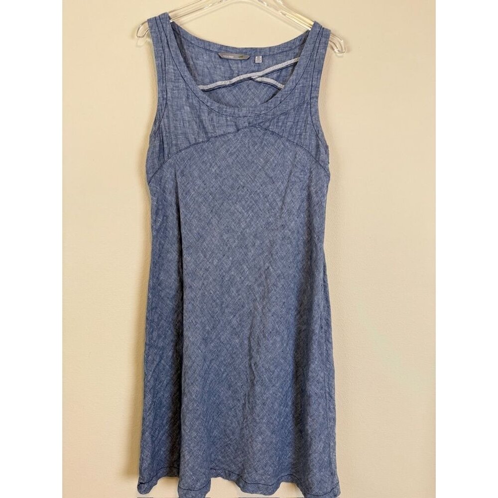 Horny Toad Dress XL Blue Chambray Linen Casual Sleeveless A-Line